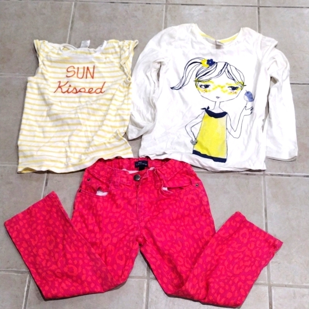 Gymboree & The Children’s Place Set of 3 – 2 Shirts & Colorful Pants, Size 10